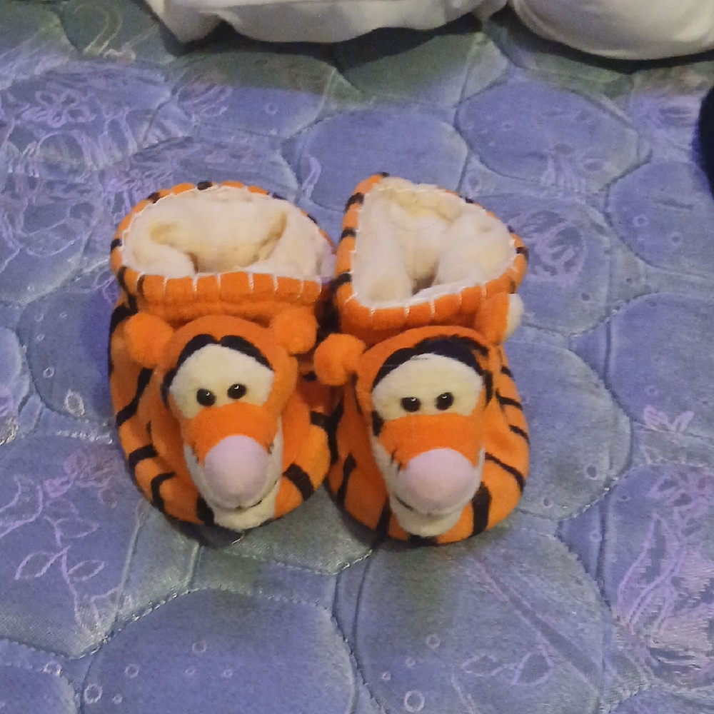 Disney Orange and Black Tigger Kids Slippers